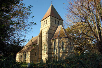 Picture of Mogerhanger church from the east taken in November 2007